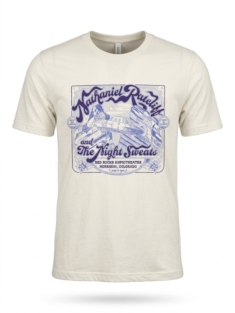 Nathaniel Rateliff Night Sweats 2024 Red Rocks Concert Tour T Shirt Mens S Cream